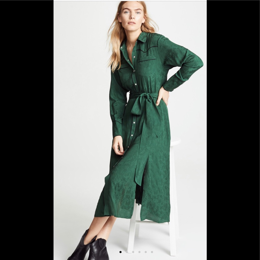 Veronica Beard Emerald Green Midi Shirt Dress